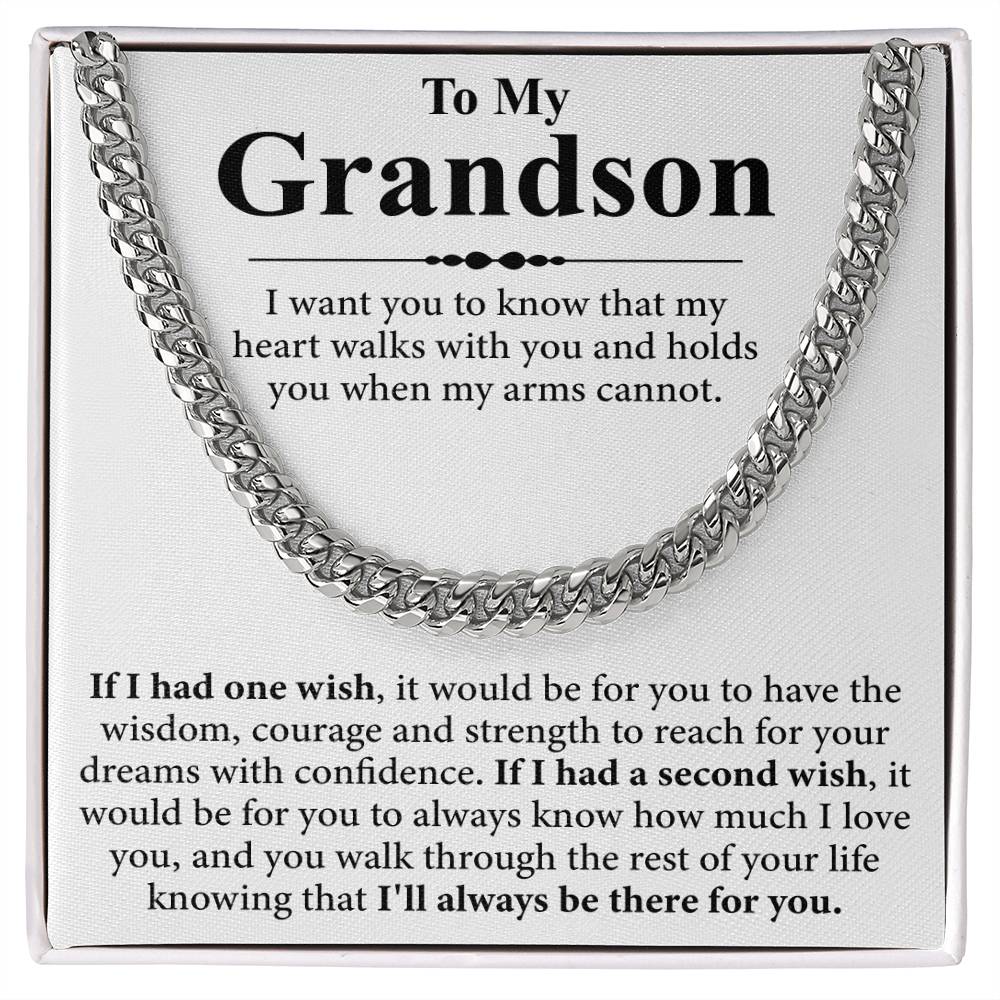 To My Grandson Message Card Necklace