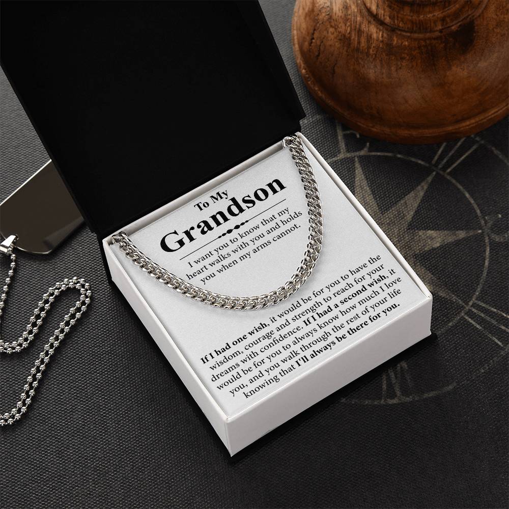 To My Grandson Message Card Necklace