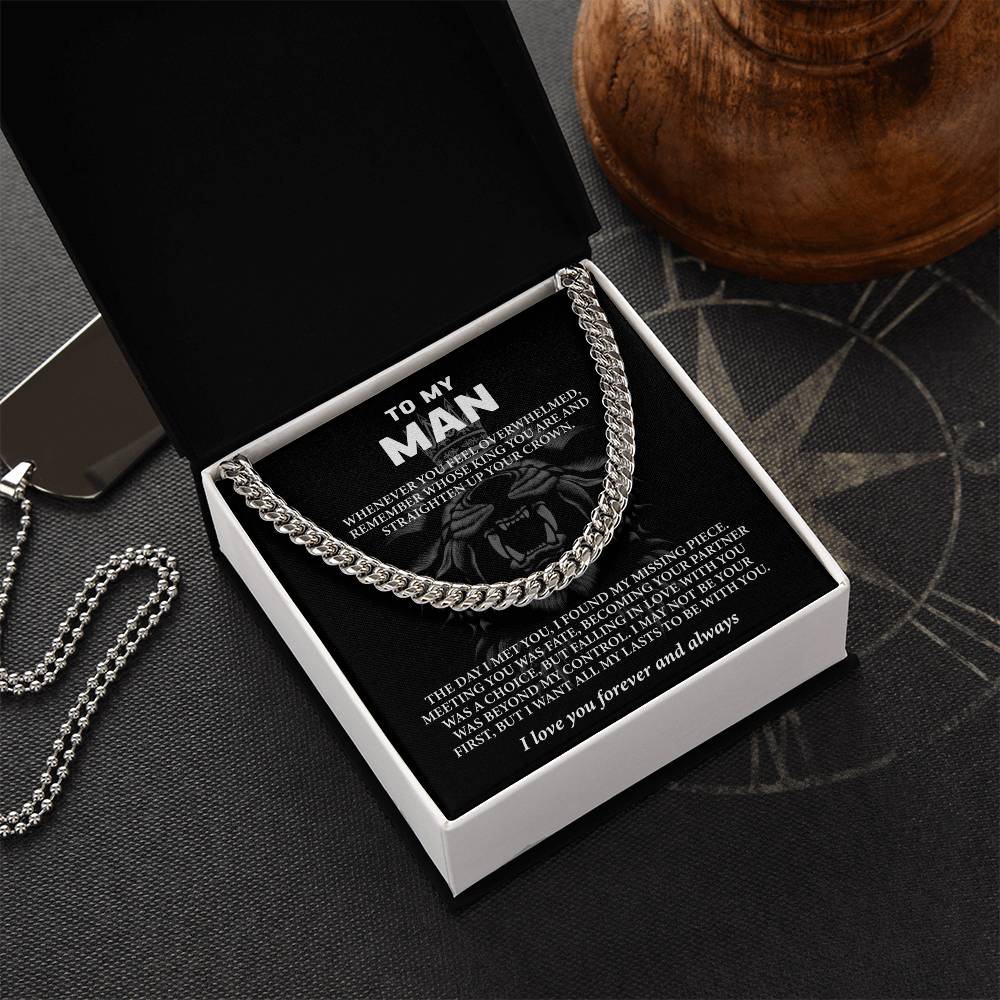 To My Man - Husband or Boyfriend (I Love You Forever and Always) Message Card Necklace