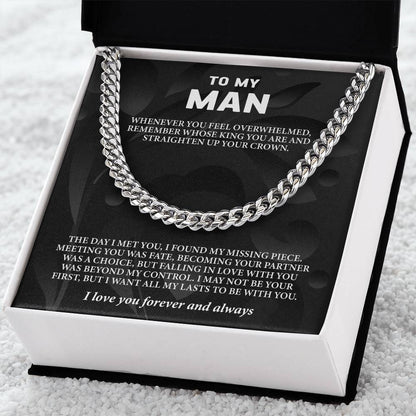 To My Man Message Card Cuban Chain