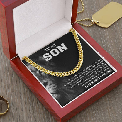 To My Son Message Card Cuban Chain