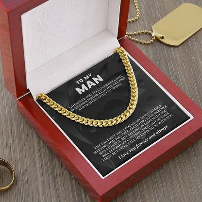 To My Man Message Card Cuban Chain