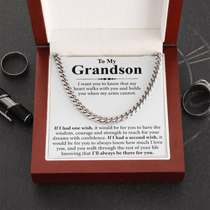 To My Grandson Message Card Necklace