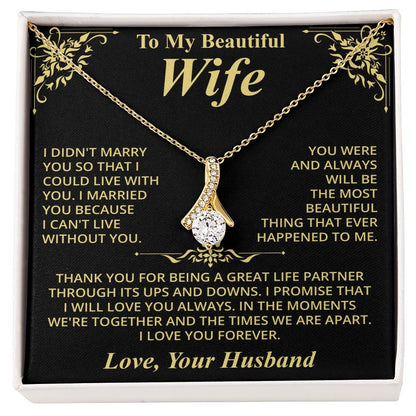 To My Beautiful Wife (Love, Your Husband) Message Card Necklace