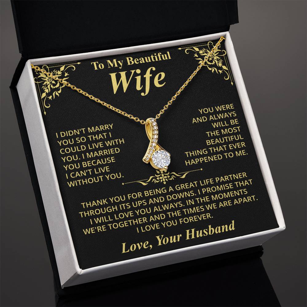 To My Beautiful Wife (Love, Your Husband) Message Card Necklace