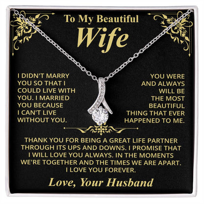 To My Beautiful Wife (Love, Your Husband) Message Card Necklace