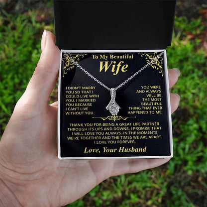 To My Beautiful Wife (Love, Your Husband) Message Card Necklace