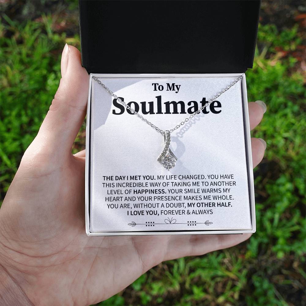 To My Soulmate (I Love You, Forever and Always) Message Card Necklace