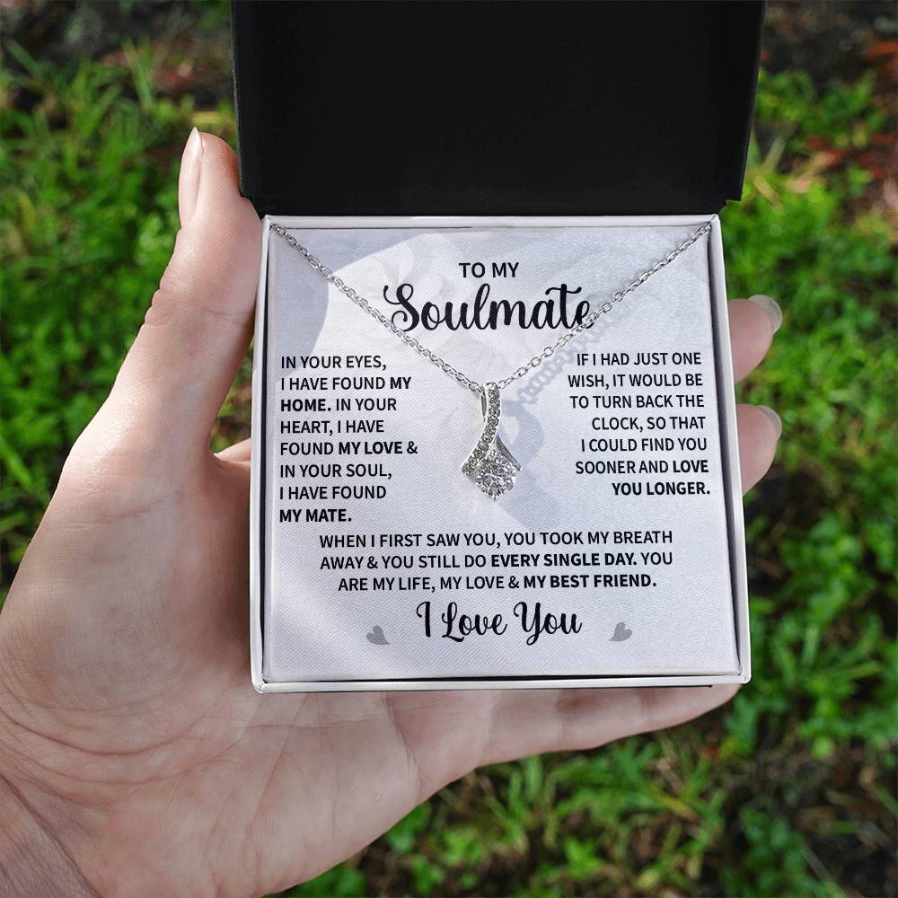 To My Soulmate (I Love You) Message Card Necklace