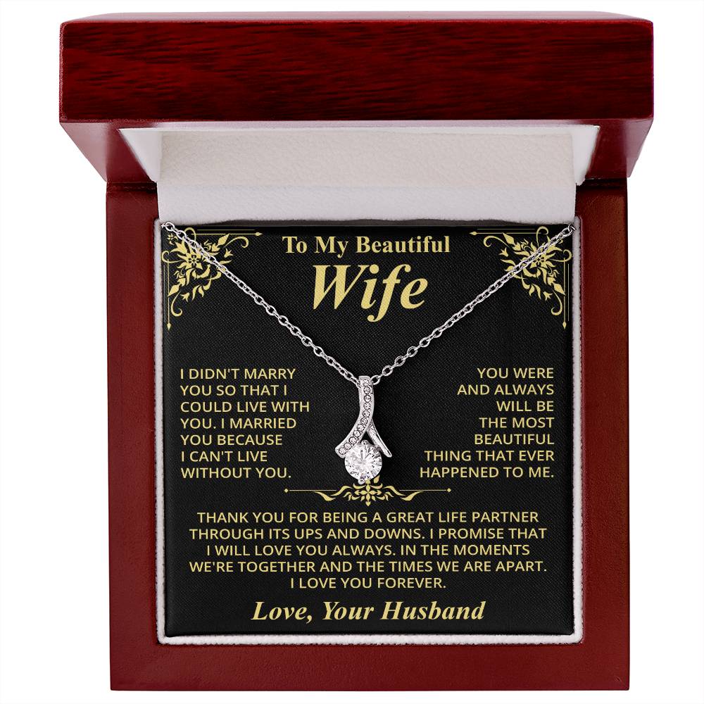 To My Beautiful Wife (Love, Your Husband) Message Card Necklace