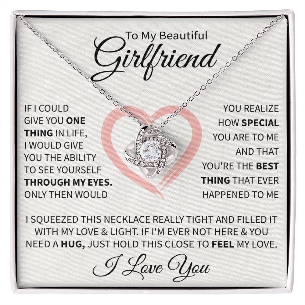 To My Beautiful Girlfriend Message Card Necklace