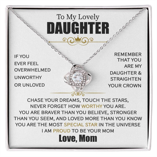 To My Daughter From Mom Message Card Necklace