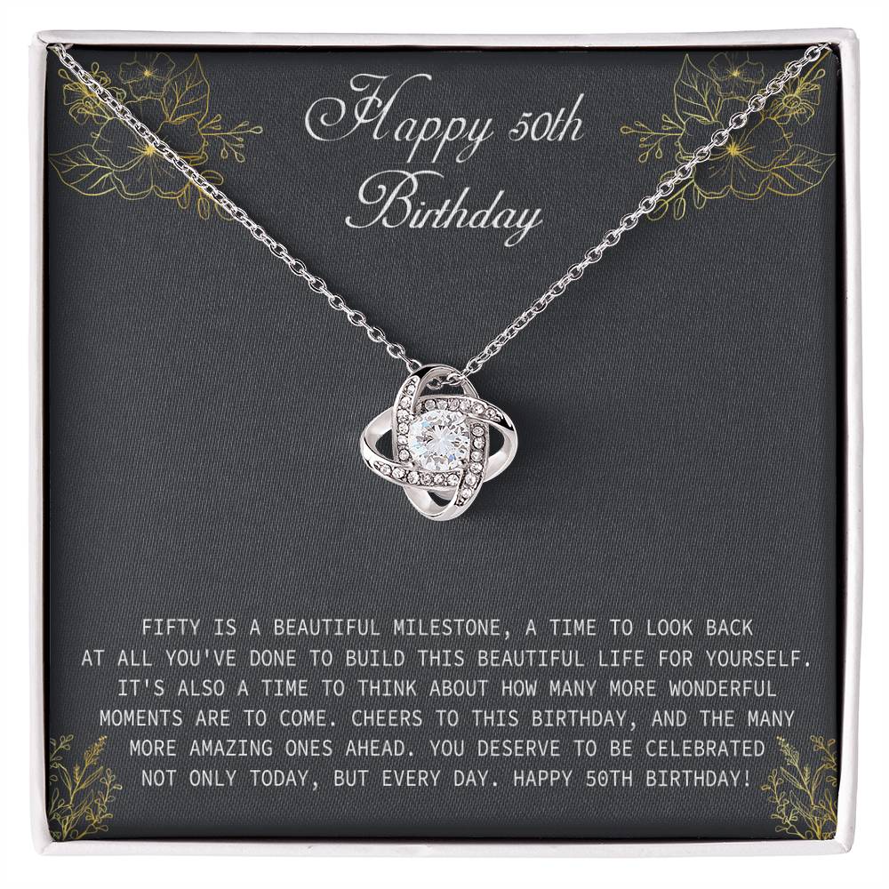 50th Birthday Message Card Necklace