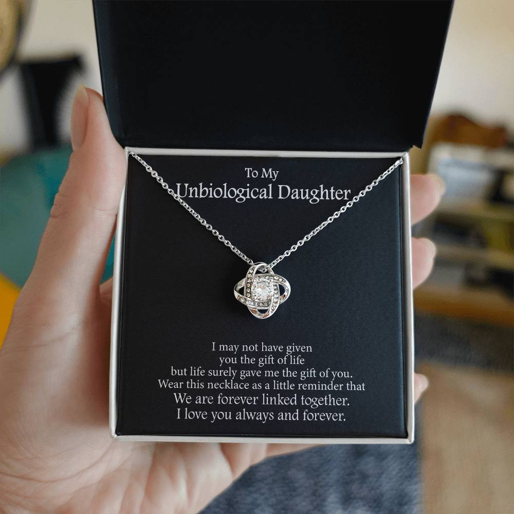 To My Unbiological Daughter Message Card Necklace