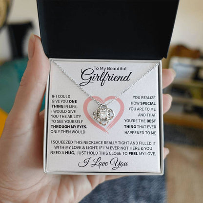 To My Beautiful Girlfriend Message Card Necklace