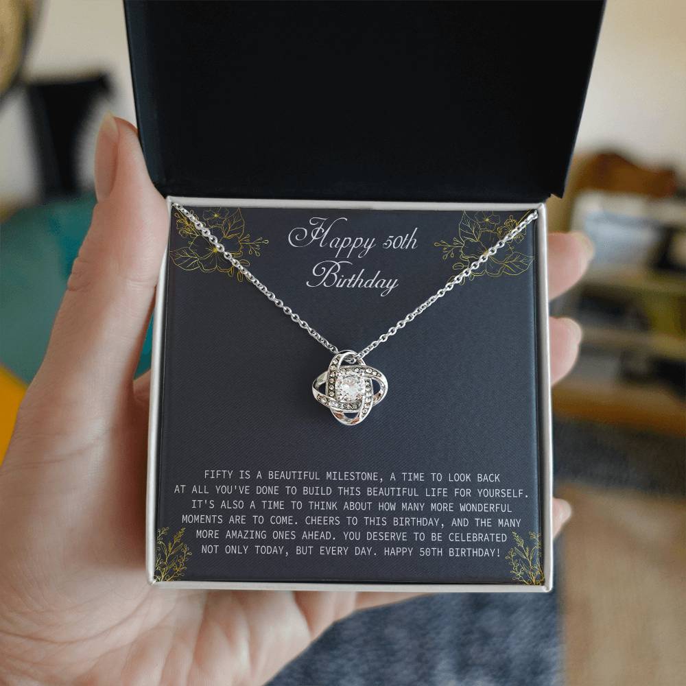 50th Birthday Message Card Necklace