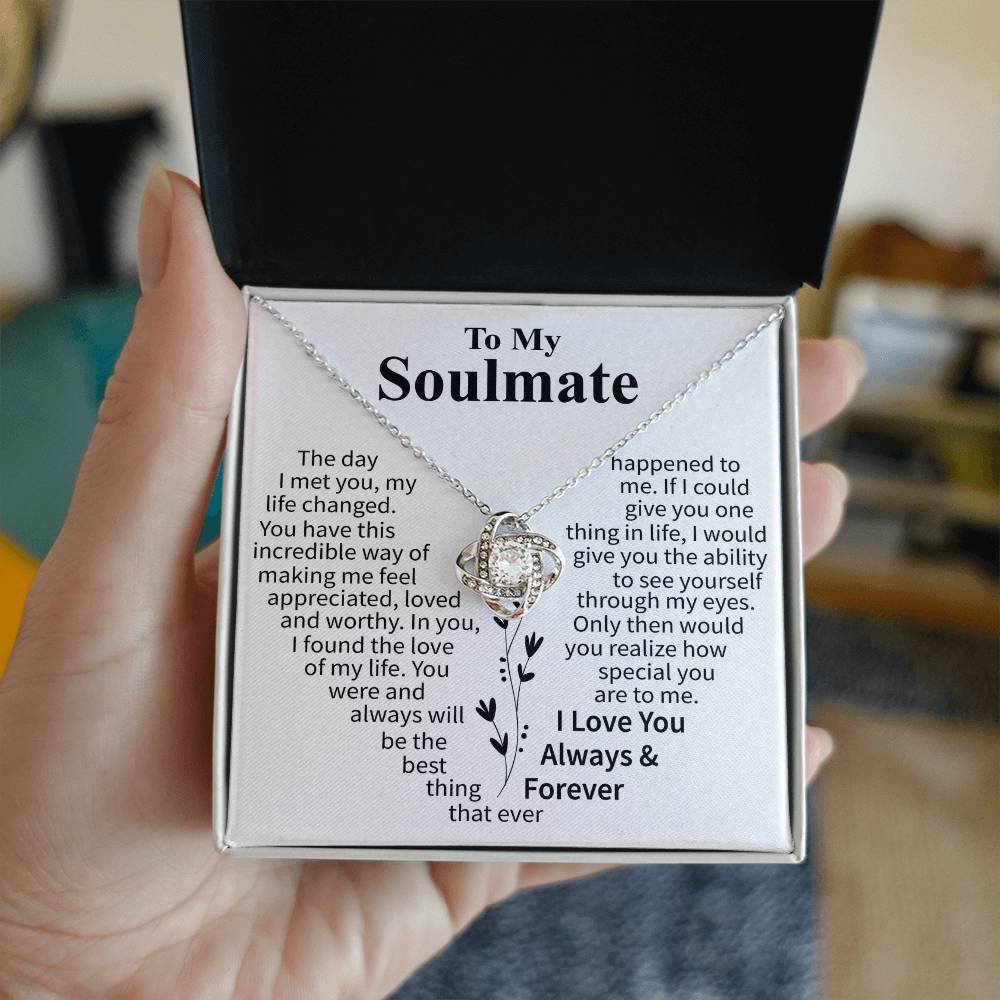 To My Soulmate (Heart shape) Message Card Necklace