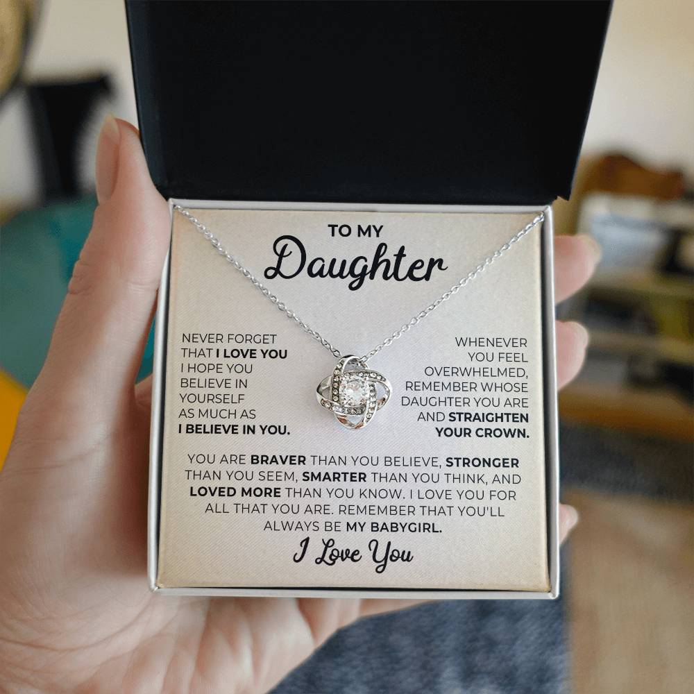 To My Daughter, I Love You Message Card Necklace