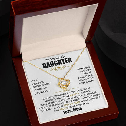 To My Daughter From Mom Message Card Necklace