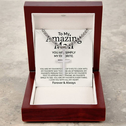 To My Amazing Man Message Card Necklace