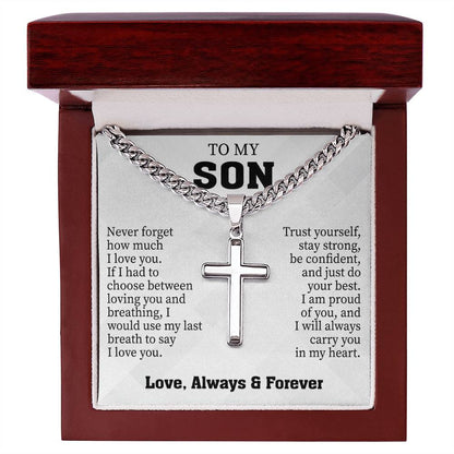 To My Son (Love, Always & Forever) Message Card Necklace