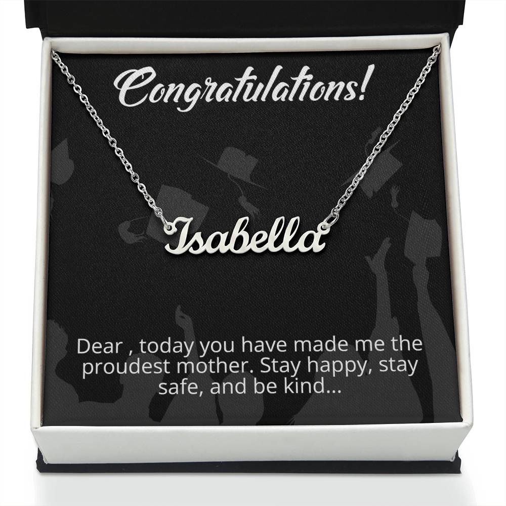 Congratulations - From Mother to Daughter - Message Card Custom Name Necklace