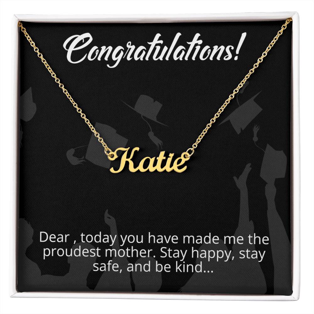 Congratulations - From Mother to Daughter - Message Card Custom Name Necklace