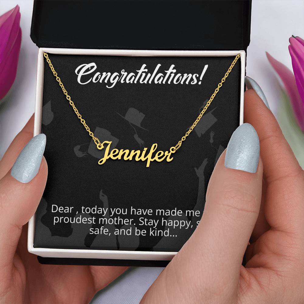 Congratulations - From Mother to Daughter - Message Card Custom Name Necklace