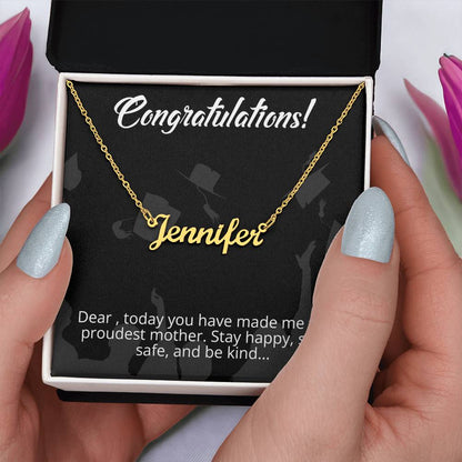 Congratulations - From Mother to Daughter - Message Card Custom Name Necklace