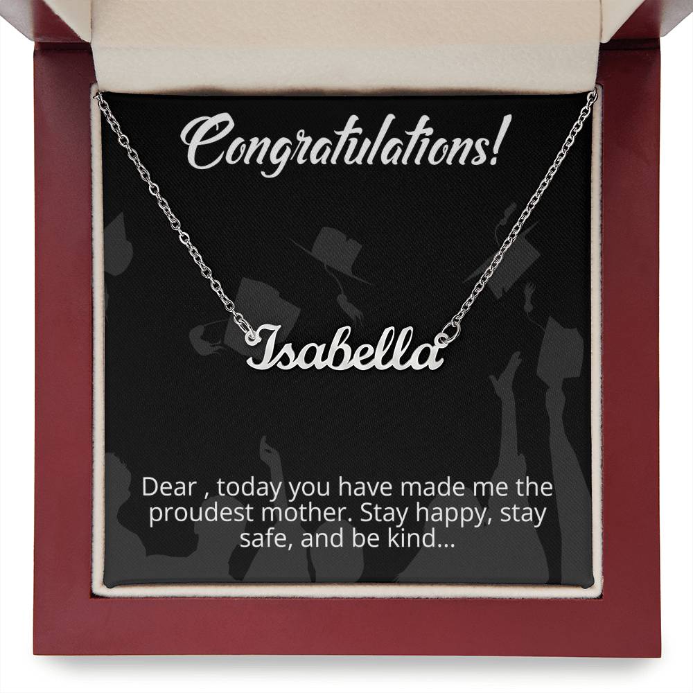 Congratulations - From Mother to Daughter - Message Card Custom Name Necklace