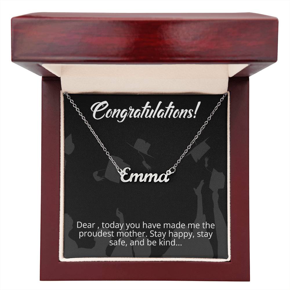 Congratulations - From Mother to Daughter - Message Card Custom Name Necklace