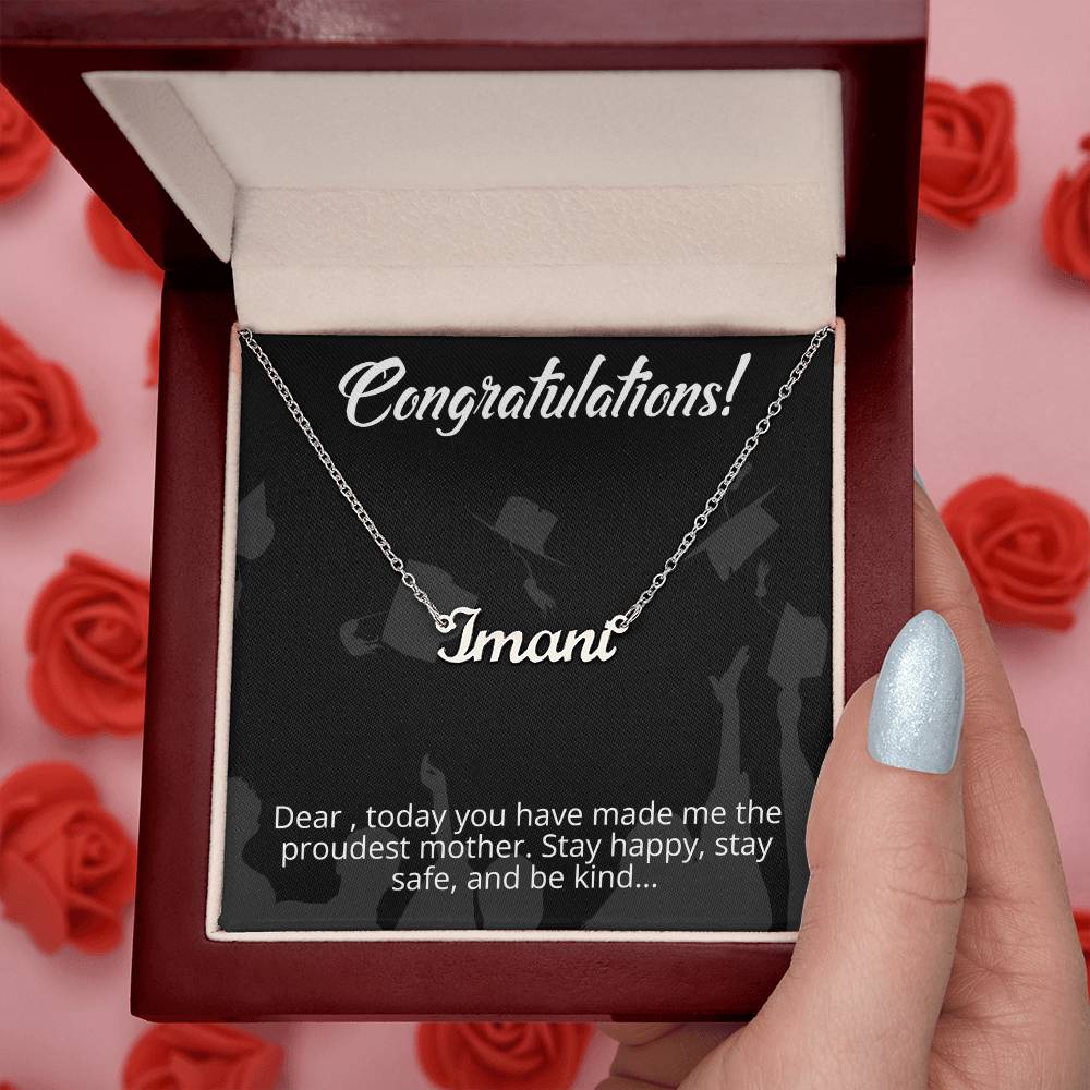 Congratulations - From Mother to Daughter - Message Card Custom Name Necklace