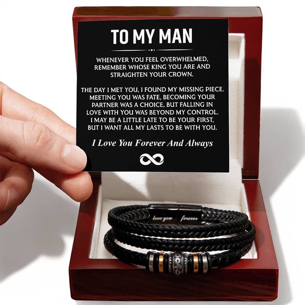 To My Man (I Love You Forever and Always) Message Card Bracelet
