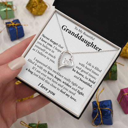 To My Beautiful Granddaughter (I love you) Message Card Necklace