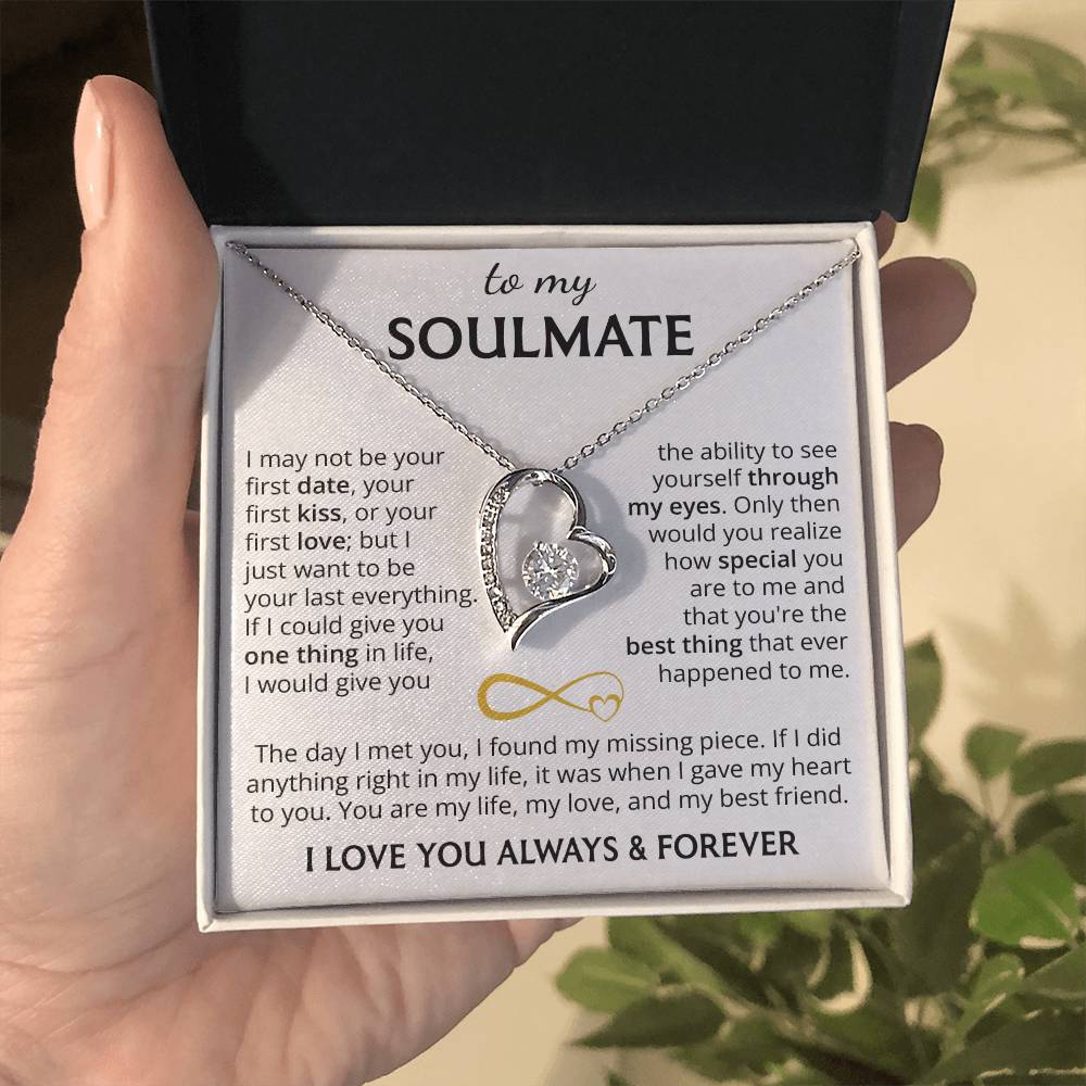 To My Soulmate (I Love You Always & Forever) Message Card Necklace