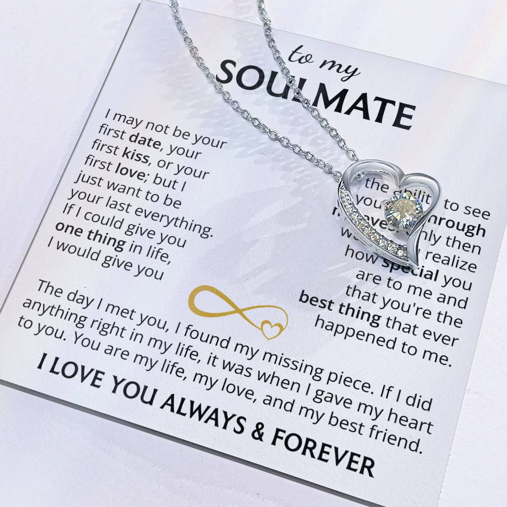 To My Soulmate (I Love You Always & Forever) Message Card Necklace