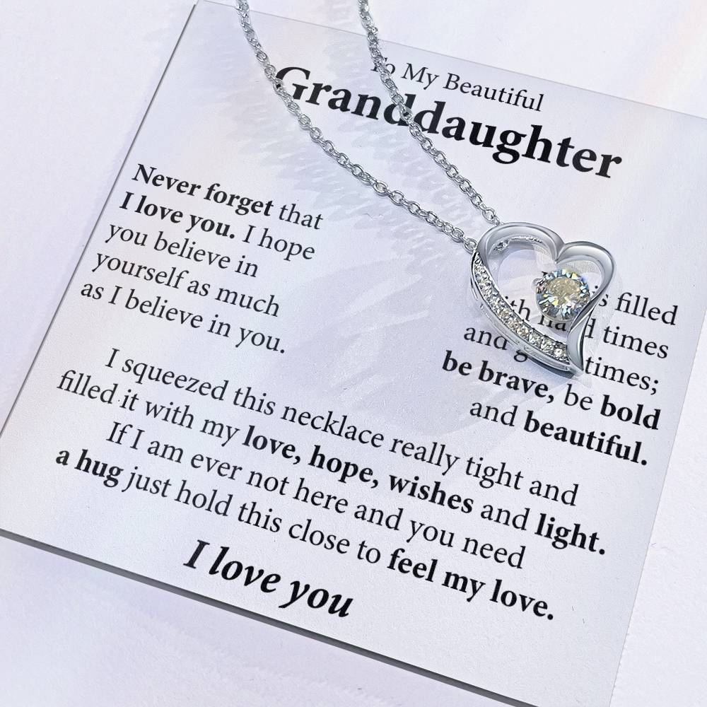 To My Beautiful Granddaughter (I love you) Message Card Necklace