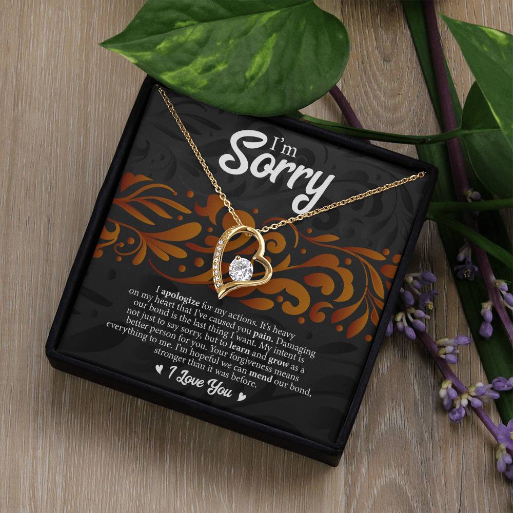 I'm Sorry Message Card Necklace