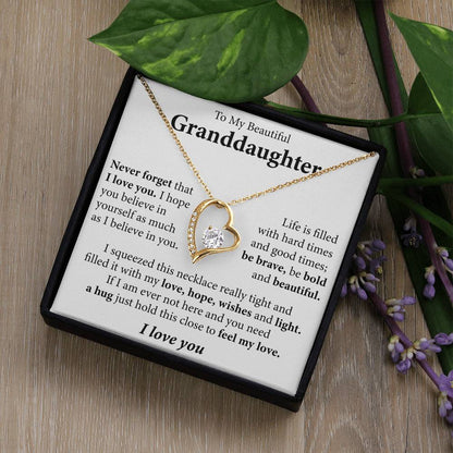 To My Beautiful Granddaughter (I love you) Message Card Necklace