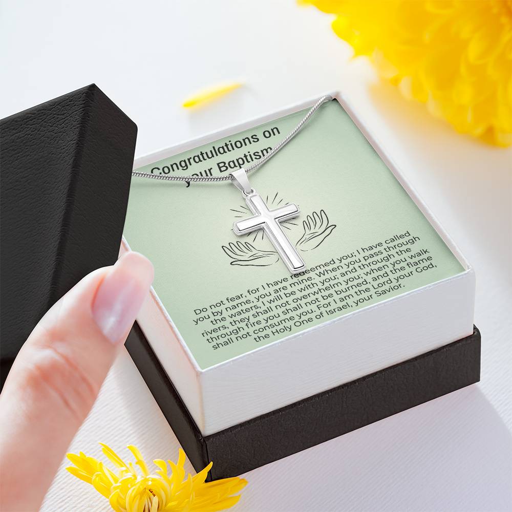 Baptism Gift Message Card Cross Necklace