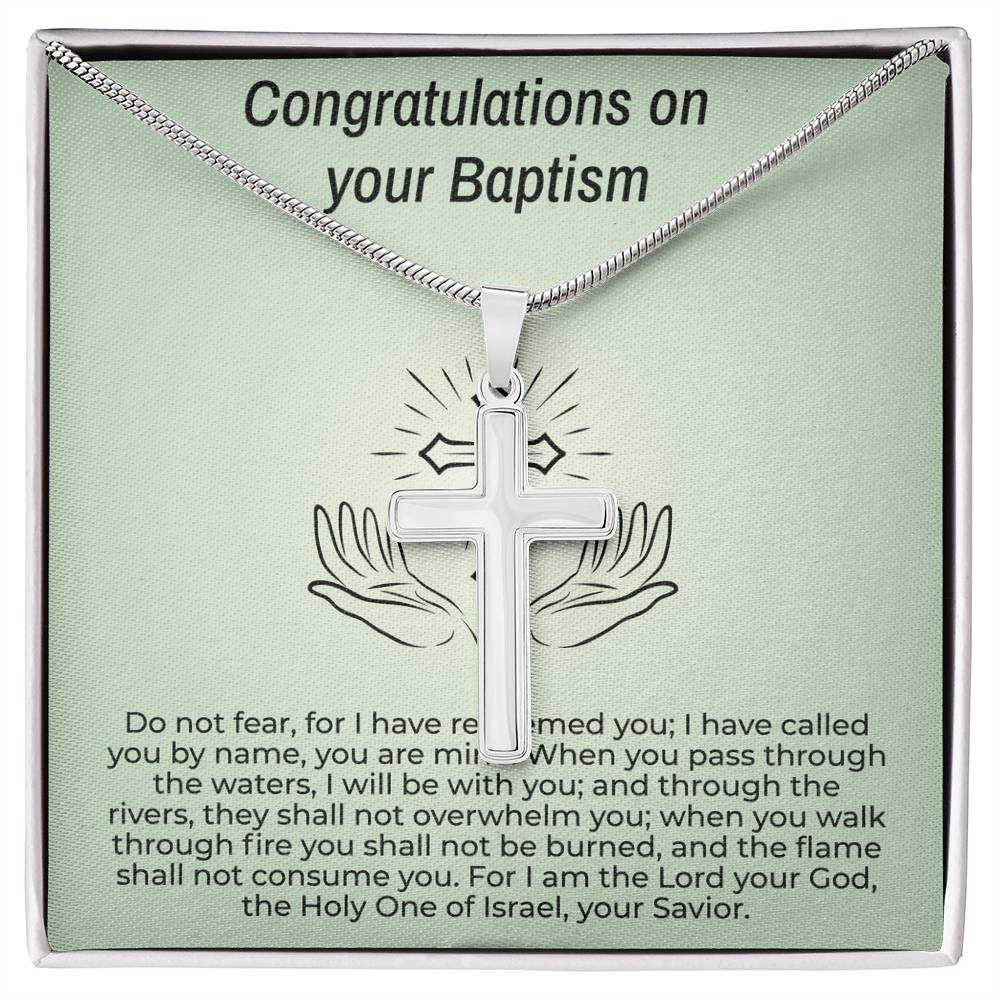 Baptism Gift Message Card Cross Necklace