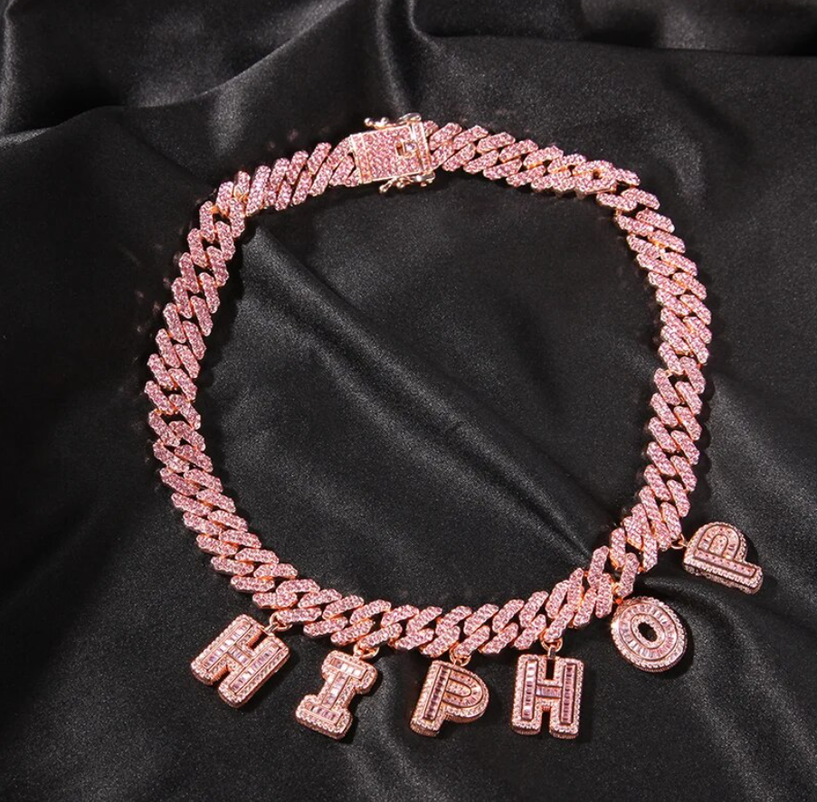 Rose Gold Cuban Custom Name Baguette Necklace