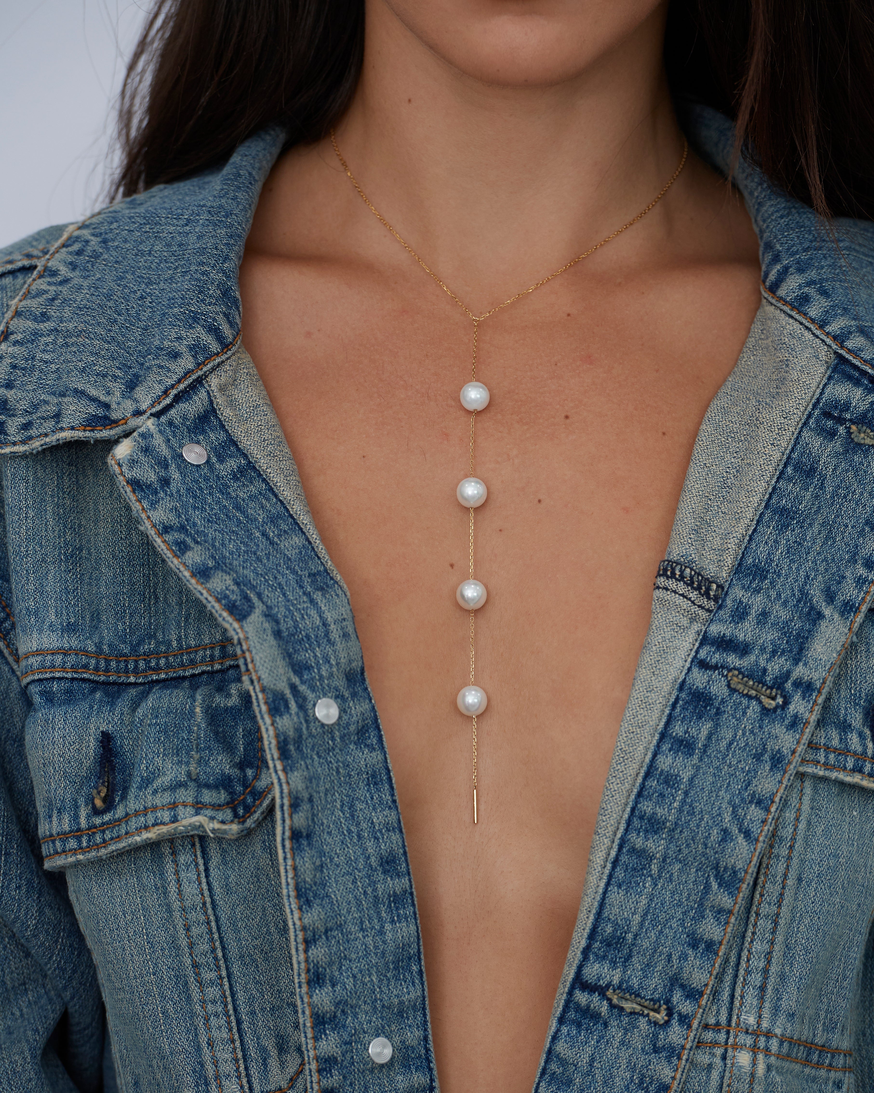 Celeste Pearl Lariat Statement Necklace