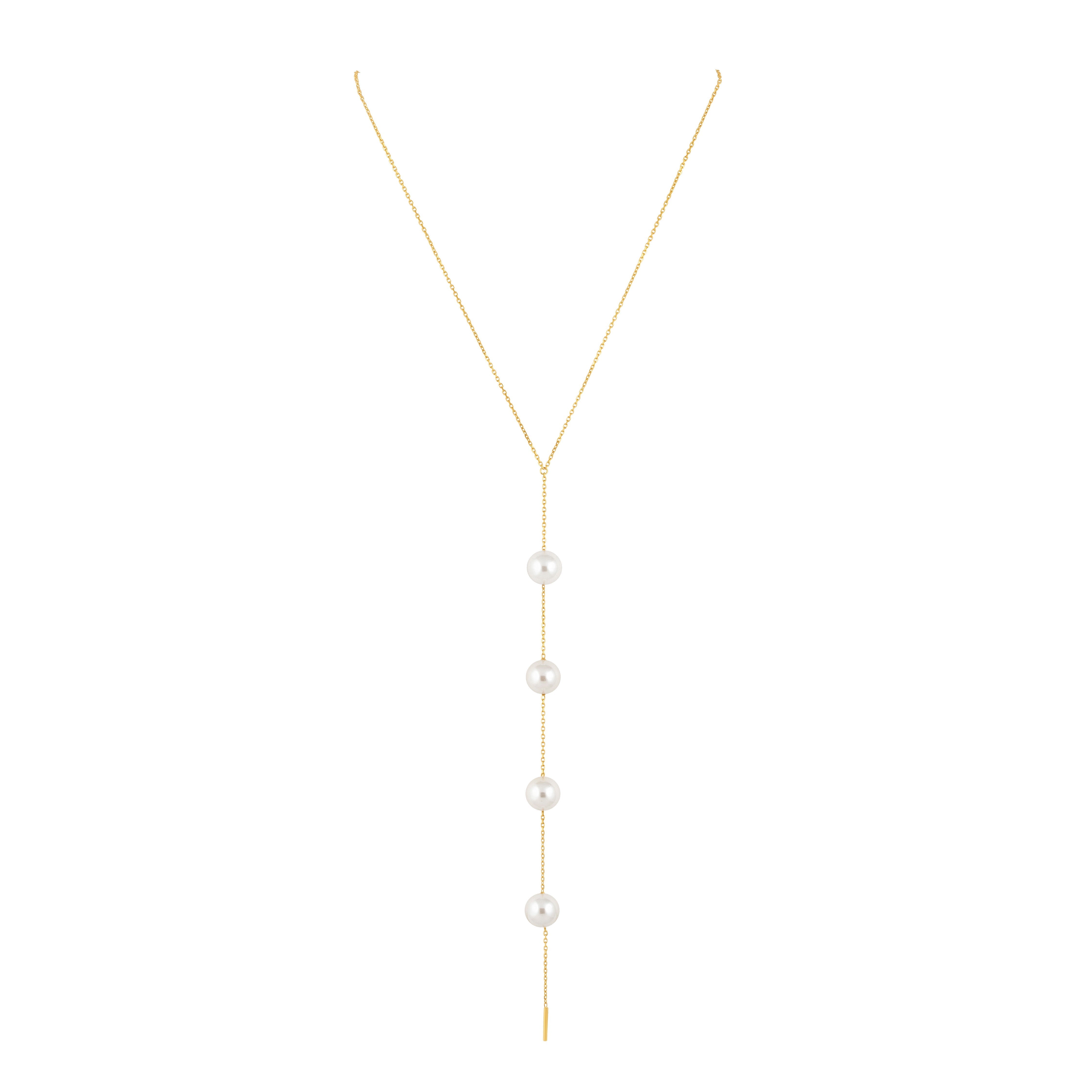 Celeste Pearl Lariat Statement Necklace