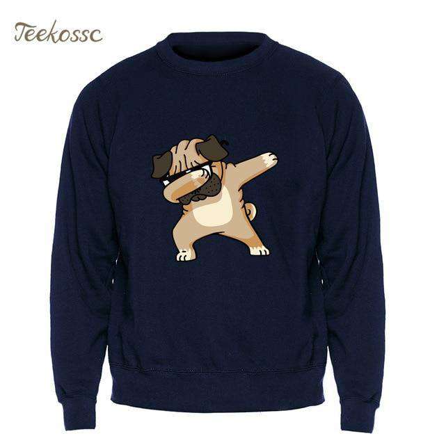 Hip Hop Fresh Jewelry hip hop jewelry Dark Blue / S Dabbin' Pug Sweatshirt