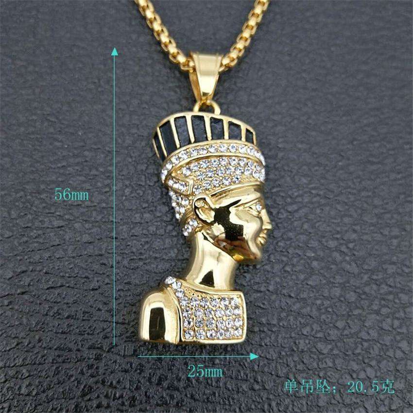 Hip Hop Fresh Jewelry hip hop jewelry Egyptian Queen Nefertiti Bling Pendant Necklace