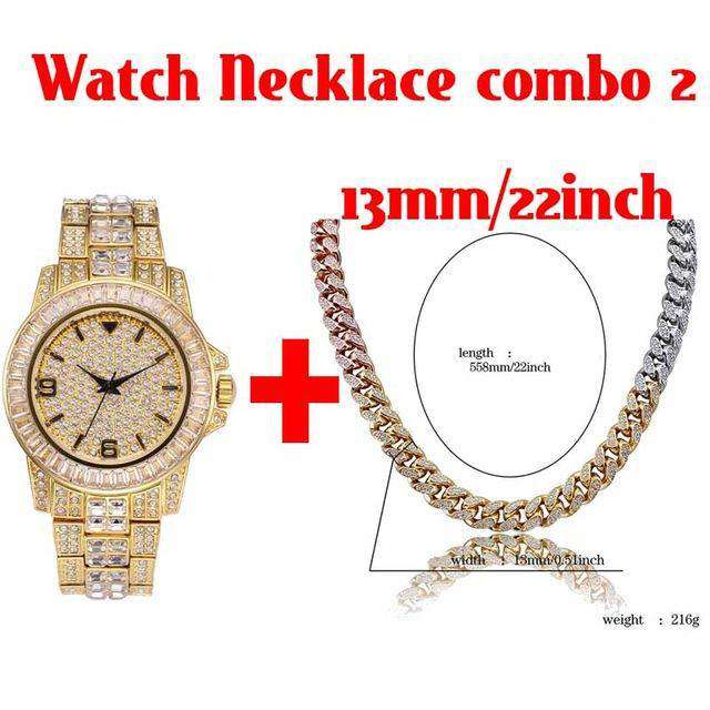 Hip Hop Fresh Jewelry hip hop jewelry Watch NC combo 2 18k Gold Plated Swag and Surf Watch and Chain Combo