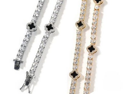 VVS Jewelry 4 Leaf Clover Diamond Tennis Bracelet