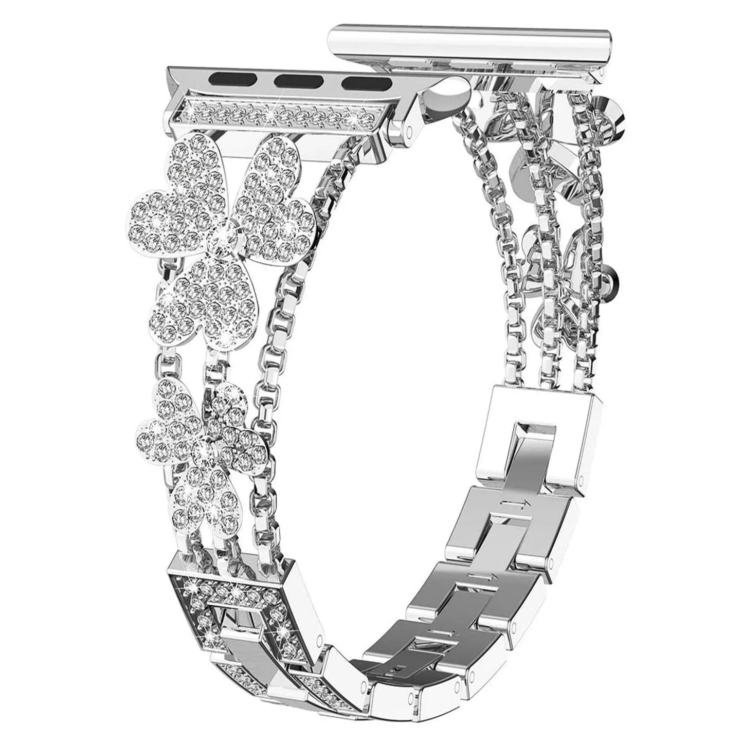 Floral Sparkle Stainless Steel Apple Watch Band