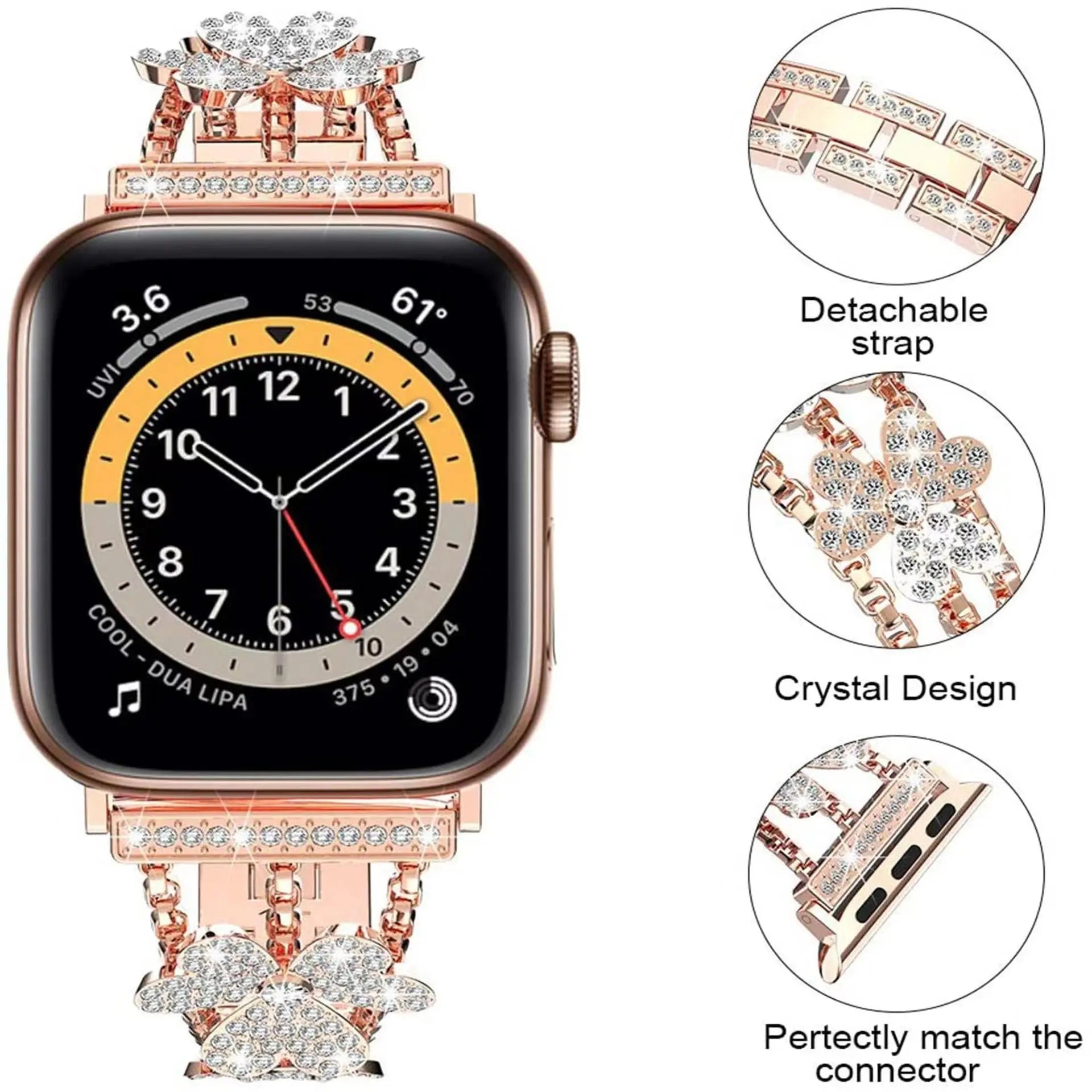 Floral Sparkle Stainless Steel Apple Watch Band